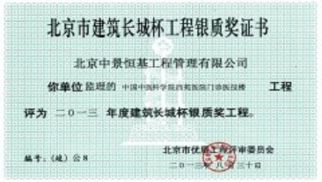 熱烈祝賀管理公司2013年度又獲得兩個建筑（竣工）長城杯銀質(zhì)獎
